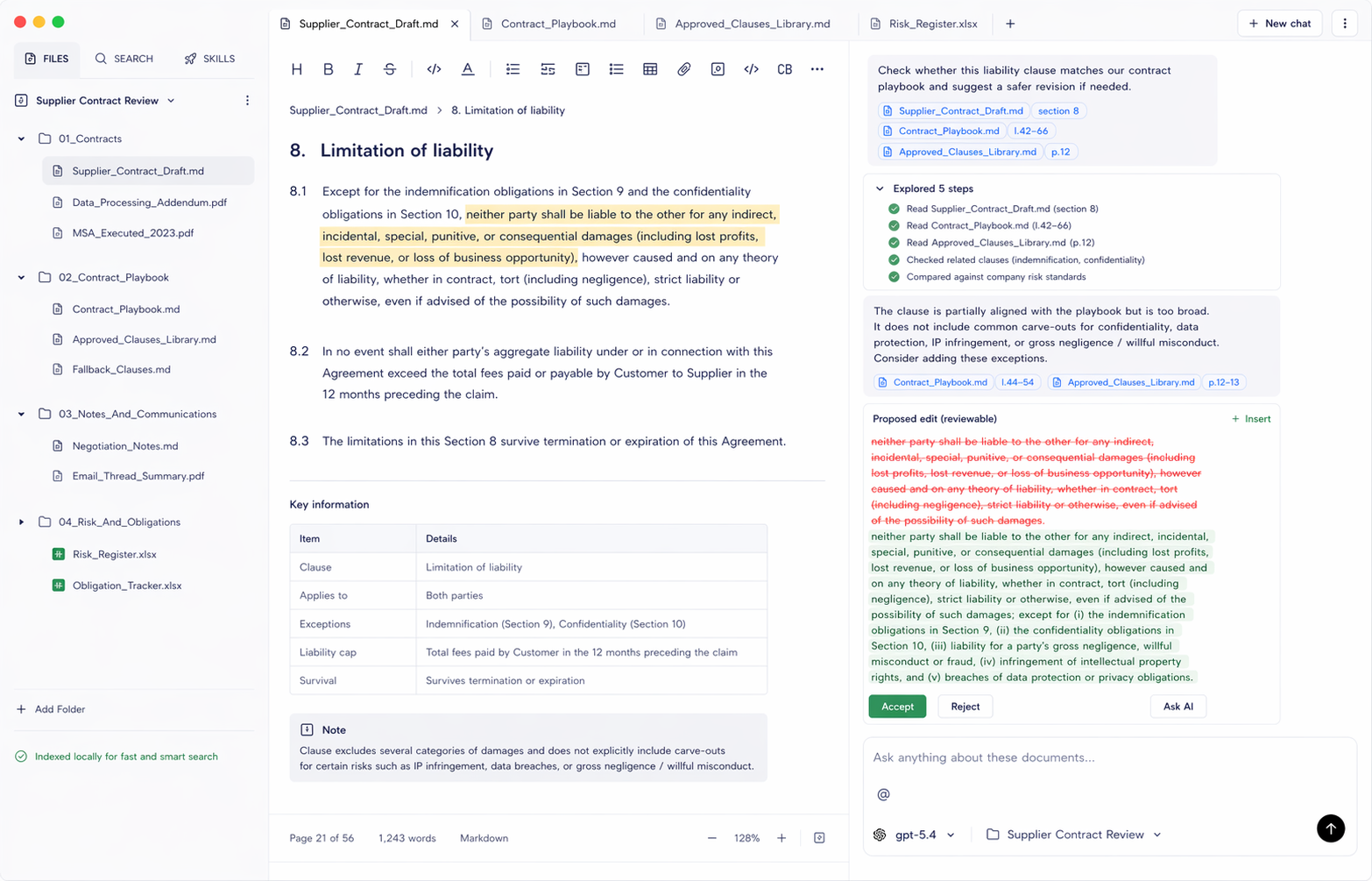 Document.Bot legal contract review example