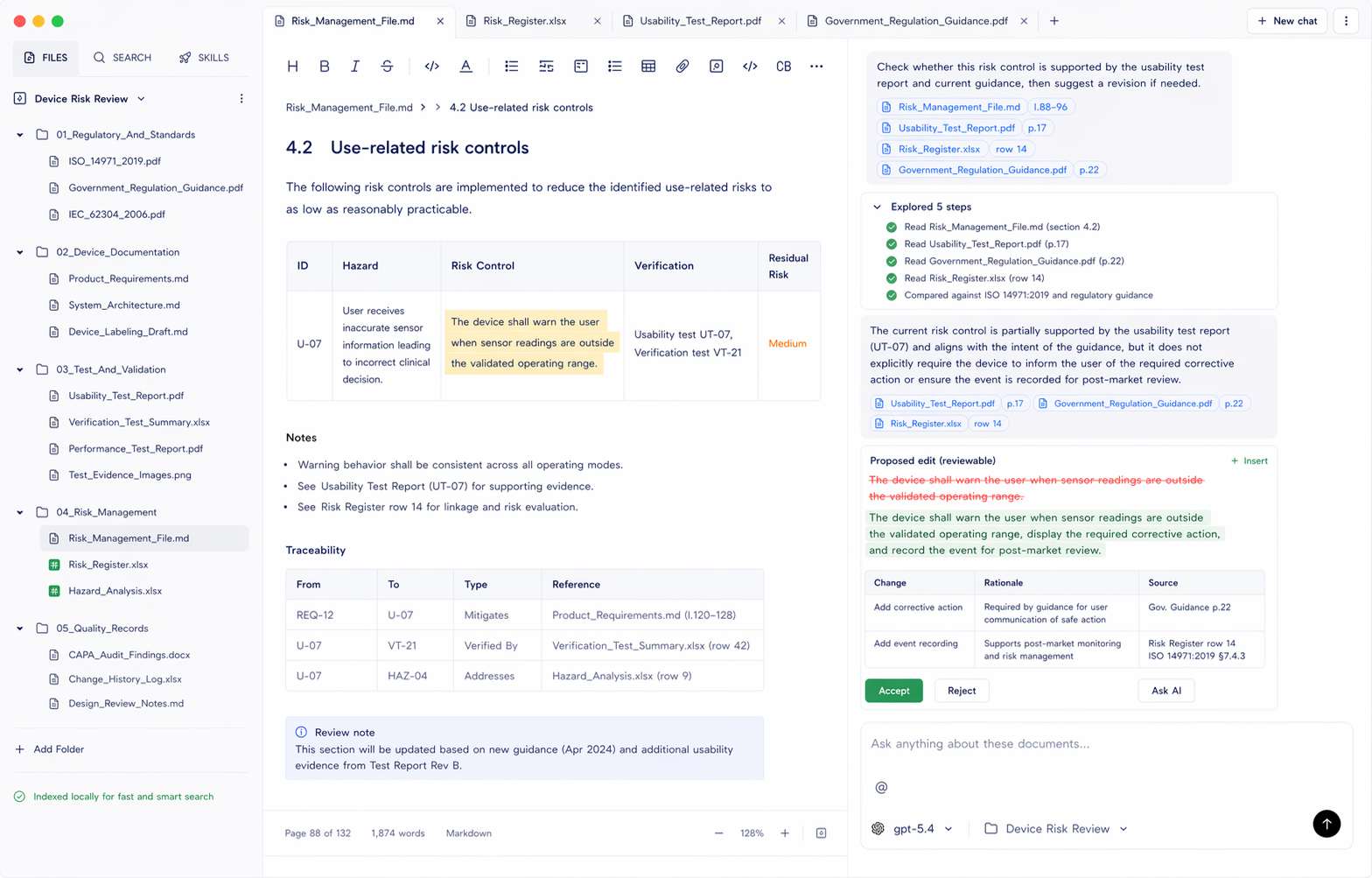 Document.Bot medical device risk review example