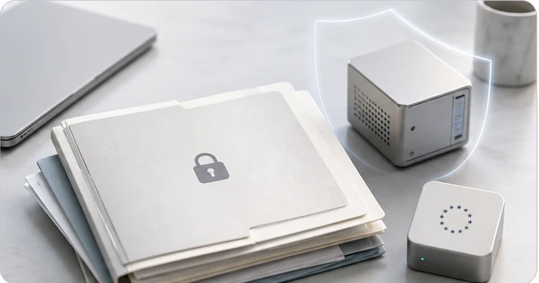 Sensitive local document workspace with secure folder and local device